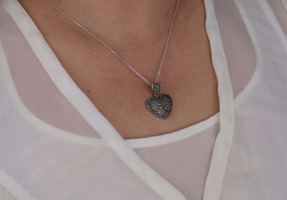 Pendant Only Sterling Silver Marcasite Heart Pendant 1" x 3/4" - Picture 2 of 6